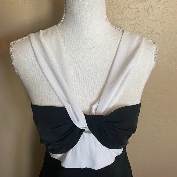 Topshop NWT Black White Color Block Halter Top Stretch Dress Cocktail - Picture 3 of 10